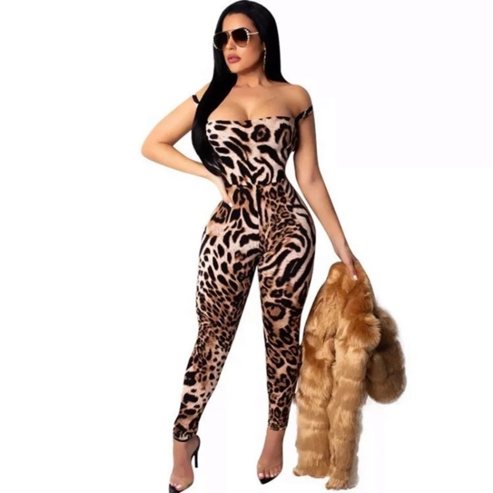 Spaghetti Strap Leopard Jumpsuit
